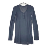 transit par such イタリア製 ヘンリーネック コットン シアー サイズ1 長袖Ｔシャツ カットソー ロンＴ ネイビー レディース トランジットパーサッチ【中古】6-0906M∞