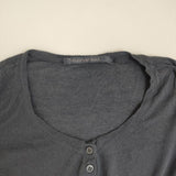 transit par such イタリア製 ヘンリーネック コットン シアー サイズ1 長袖Ｔシャツ カットソー ロンＴ ネイビー レディース トランジットパーサッチ【中古】6-0906M∞
