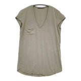 transit par such Y-O-240 サイズ1 イタリア製 レーヨン Vネック 半袖Ｔシャツ カットソー グレー レディース トランジットパーサッチ【中古】6-0531S♪