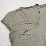 transit par such Y-O-240 サイズ1 イタリア製 レーヨン Vネック 半袖Ｔシャツ カットソー グレー レディース トランジットパーサッチ【中古】6-0531S♪