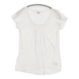transit par such E-M-224 イタリア製 ギャザー サイズ2 半袖Ｔシャツ カットソー ホワイト レディース トランジットパーサッチ【中古】6-0531S♪