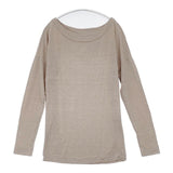 transit par such イタリア製 サイズ1 リネンレーヨン 長袖Ｔシャツ カットソー ロンＴ グレージュ レディース トランジットパーサッチ【中古】6-0906M∞