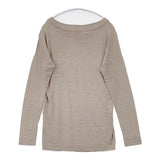 transit par such イタリア製 サイズ1 リネンレーヨン 長袖Ｔシャツ カットソー ロンＴ グレージュ レディース トランジットパーサッチ【中古】6-0906M∞