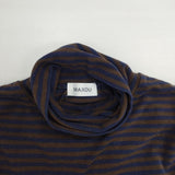MAXOU ハイネック ボーダー 長袖Ｔシャツ カットソー ロンＴ ブラウン ネイビー レディース マクゾゥ【中古】6-1010T∞
