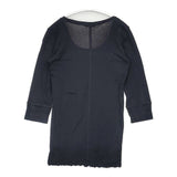 MAXOU 七分袖 コットン サイズ2 日本製 Ｔシャツ カットソー ブラック レディース マクゾゥ【中古】6-0906M∞