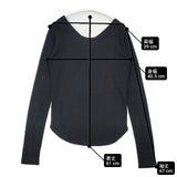 MAXOU 未使用品 コットン サイズ2 日本製 製品洗い 長袖Ｔシャツ カットソー ロンＴ ブラック レディース マクゾゥ【中古】6-0906M∞
