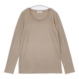 MAXOU 日本製 サイズ2 起毛リブ 長袖Ｔシャツ カットソー ロンＴ ベージュ レディース マクゾゥ【中古】6-0906M∞
