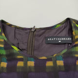 BEATING HEART シルク シアースリーブ サイズ1 ワンピース ドレス 定価39000円 チュニック グリーン ブラック レディース ビーティングハート【中古】6-0717M♪