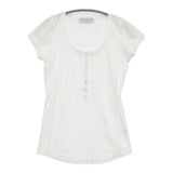 BEATING HEART 未使用品 ヘンリーネック Uネック フレンチスリーブ 半袖Ｔシャツ カットソー ホワイト レディース ビーティングハート【中古】6-0531S♪
