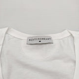 BEATING HEART 未使用品 ヘンリーネック Uネック フレンチスリーブ 半袖Ｔシャツ カットソー ホワイト レディース ビーティングハート【中古】6-0531S♪