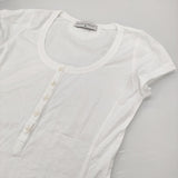 BEATING HEART 未使用品 ヘンリーネック Uネック フレンチスリーブ 半袖Ｔシャツ カットソー ホワイト レディース ビーティングハート【中古】6-0531S♪
