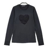 BEATING HEART ハート コットンストレッチ サイズ1 日本製 長袖Ｔシャツ カットソー ロンＴ ブラック レディース ビーティングハート【中古】6-0906M∞