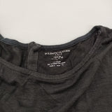 MAJESTIC FILATURES E13/049 バックボタン フレンチスリーブ リネン 半袖Ｔシャツ カットソー ブラック レディース マジェスティックフィラチュール【中古】6-0531S♪