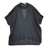 mizuiro-ind プルオーバー フレンチスリーブ スキッパー ワイドシルエット 日本製 ブラウス シャツ ブラック レディース ミズイロインド【中古】6-0531S♪