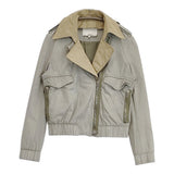 3.1 phillip lim ラムレザー レイヤード風 ライダース サイズ0 ジャケット ベージュ グレー レディース スリーワンフィリップリム【中古】6-0618G◎