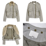 3.1 phillip lim ラムレザー レイヤード風 ライダース サイズ0 ジャケット ベージュ グレー レディース スリーワンフィリップリム【中古】6-0618G◎