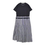 Sacai THOMAS MASON 24-07401 サイズ2 ストライプ ドッキング ワンピース 24SS ネイビー ホワイト レディース サカイ【中古】6-0509S♪