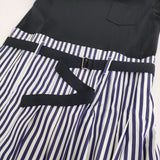 Sacai THOMAS MASON 24-07401 サイズ2 ストライプ ドッキング ワンピース 24SS ネイビー ホワイト レディース サカイ【中古】6-0509S♪