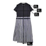 Sacai THOMAS MASON 24-07401 サイズ2 ストライプ ドッキング ワンピース 24SS ネイビー ホワイト レディース サカイ【中古】6-0509S♪