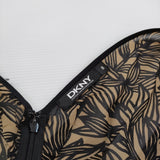 DKNY シルク 総柄 インナードレス付 408433 サイズ8 ノースリーブ ワンピース ブラウン ブラック レディース ディーケーエヌワイ【中古】6-0531S♪