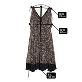 DKNY シルク 総柄 インナードレス付 408433 サイズ8 ノースリーブ ワンピース ブラウン ブラック レディース ディーケーエヌワイ【中古】6-0531S♪