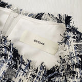 CYCLAS ツイード R04-58003 サイズ34 ノースリーブ ワンピース シロ コン レディース シクラス【中古】6-0618G◎