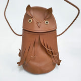 mina perhonen 希少 owl bag ふくろうバッグ レザーバッグ 牛革 qs9393 ショルダーバッグ ブラウン レディース ミナペルホネン【中古】6-0526G♪