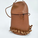 mina perhonen 希少 owl bag ふくろうバッグ レザーバッグ 牛革 qs9393 ショルダーバッグ ブラウン レディース ミナペルホネン【中古】6-0526G♪