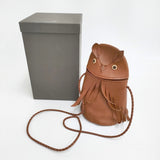 mina perhonen 希少 owl bag ふくろうバッグ レザーバッグ 牛革 qs9393 ショルダーバッグ ブラウン レディース ミナペルホネン【中古】6-0526G♪