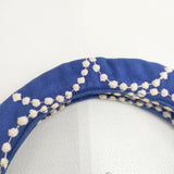 mina perhonen tambourine タンバリン 刺繍 エッグバッグ e718 トートバッグ アオ シロ レディース ミナペルホネン【中古】6-0708G◎