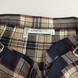 O'NEIL OF DUBLIN キルト 巻き ラップ GB10 チェック ウール スカート ベージュ ネイビー レディース オニールオブダブリン【中古】6-1010T∞