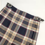 O'NEIL OF DUBLIN キルト 巻き ラップ GB10 チェック ウール スカート ベージュ ネイビー レディース オニールオブダブリン【中古】6-1010T∞