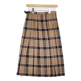 O'NEIL OF DUBLIN キルト 巻き ラップ ウール GB10 ロングスカート ベージュ ブラック レディース オニールオブダブリン【中古】6-1010T∞