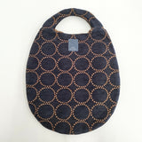 mina perhonen tambourine エッグバッグ e794 刺繍 トートバッグ ネイビー ブラウン レディース ミナペルホネン【中古】6-0910T◎
