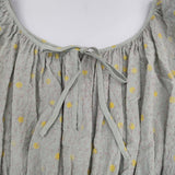 mina perhonen crystal 刺繍 ls3359 サイズ1 ギャザードレス ワンピース ライトグリーン イエロー レディース ミナペルホネン【中古】6-0526S♪