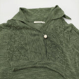 mina perhonen sorbet Ls8632 サイズ1 シルク混 プルオーバー 五分袖 シアー セーター ニット グリーン レディース ミナペルホネン【中古】6-0717M♪