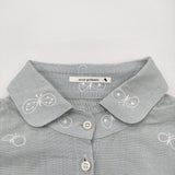 mina perhonen choucho ks1234 日本製 刺繍 コットン バンブー シアー ブラウス シャツ ライトブルー レディース ミナペルホネン【中古】6-0717M♪