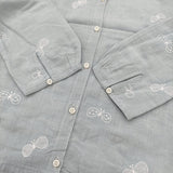 mina perhonen choucho ks1234 日本製 刺繍 コットン バンブー シアー ブラウス シャツ ライトブルー レディース ミナペルホネン【中古】6-0717M♪