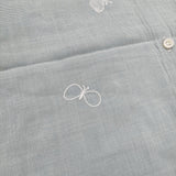 mina perhonen choucho ks1234 日本製 刺繍 コットン バンブー シアー ブラウス シャツ ライトブルー レディース ミナペルホネン【中古】6-0717M♪