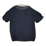 ANTIPAST 花柄 ジャガード ニット切替 日本製 半袖Ｔシャツ カットソー ネイビー レディース アンティパスト【中古】6-0531S♪