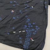 ANTIPAST 花柄 ジャガード ニット切替 日本製 半袖Ｔシャツ カットソー ネイビー レディース アンティパスト【中古】6-0531S♪