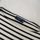 SAINT JAMES バスクシャツ フランス製 T7 ボーダー 長袖Ｔシャツ カットソー ロンＴ オフホワイト ブラック メンズ セントジェームス【中古】6-0711M∞