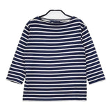 SAINT JAMES フランス製 七分袖 T0 ボーダー Ｔシャツ カットソー ネイビー ホワイト レディース セントジェームス【中古】6-0819M∞