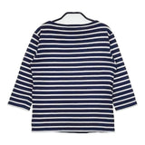 SAINT JAMES フランス製 七分袖 T0 ボーダー Ｔシャツ カットソー ネイビー ホワイト レディース セントジェームス【中古】6-0819M∞