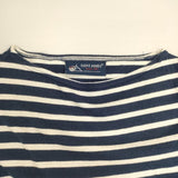 SAINT JAMES フランス製 七分袖 T0 ボーダー Ｔシャツ カットソー ネイビー ホワイト レディース セントジェームス【中古】6-0819M∞