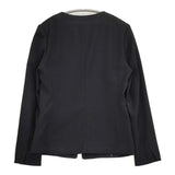 PLST バックサテンストレッチジャケット﻿ 定価16200円 サイズS ノーカラージャケット ブラック レディース プラステ【中古】6-0717M♪
