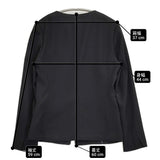 PLST バックサテンストレッチジャケット﻿ 定価16200円 サイズS ノーカラージャケット ブラック レディース プラステ【中古】6-0717M♪