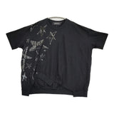 gomme スター切替Ｔシャツ アシンメトリー GJ-T51-173 サイズM ワイドシルエット ドロップショルダー 半袖カットソー ブラック レディース ゴム【中古】6-0519S♪
