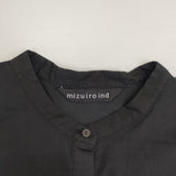 mizuiro-ind ブラウス バンドカラー コットン 日本製 半袖シャツ ブラック レディース ミズイロインド【中古】6-0609S△