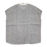 Fog with nest Robe リネン ストライプ ピンタック フレンチスリーブ ブラウス シャツ グレー ホワイト レディース フォグウィズネストローブ【中古】6-0531S♪